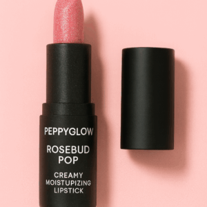 peppyglow coral red creamy moisturizing glitter shimmer lipstick